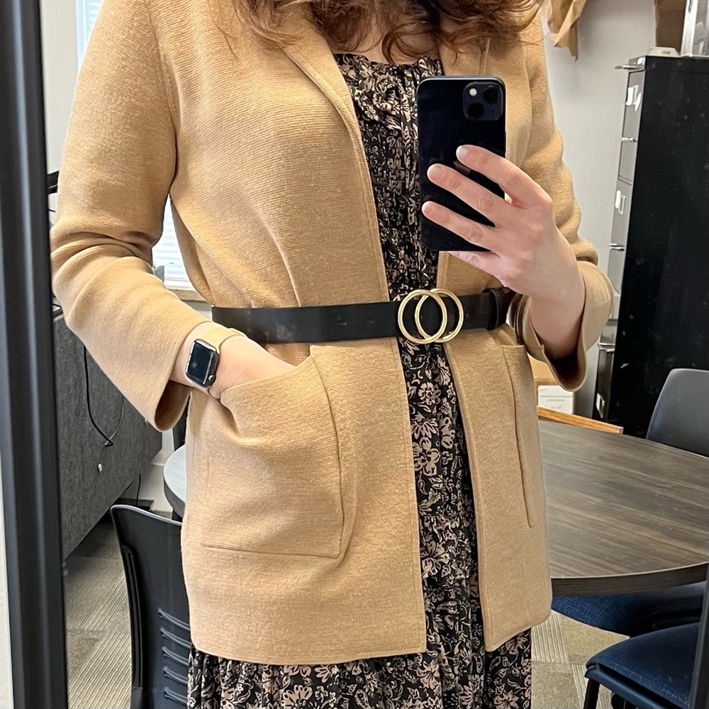 Chic Black Belt with Dual Gold Rings